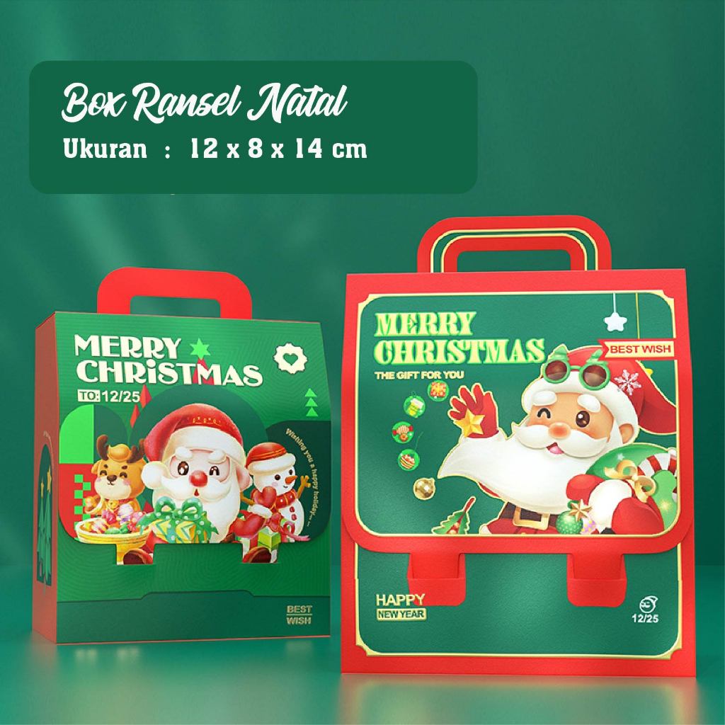 [BOX RANSEL NATAL] Box Hampers Karton / Goodiebag / Kardus Tempat Snack Souvenir Natal Model Tas Ran