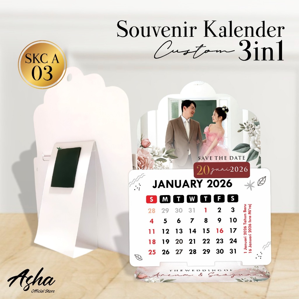 SOUVENIR KALENDER CUSTOM 2026 MURAH - KALENDER PERNIKAHAN CUSTOM FREE NAMA DAN FOTO