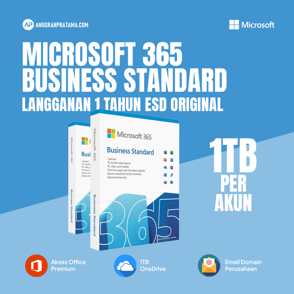 Microsoft 365 Business Standard Langganan 1 Tahun ESD Original (1 Lisensi Per User)