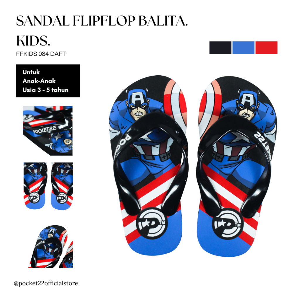 POCKET22 SANDAL MOTIF ANAK-ANAK FFKIDS 084 DAFT UNTUK USIA 3 - 5 TAHUN TERBARU