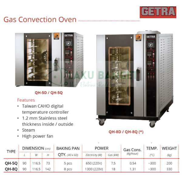 GETRA Gas Convection Oven 5 Tray QH-5Q / Oven Gas Konveksi 8 Loyang Getra QH 8Q
