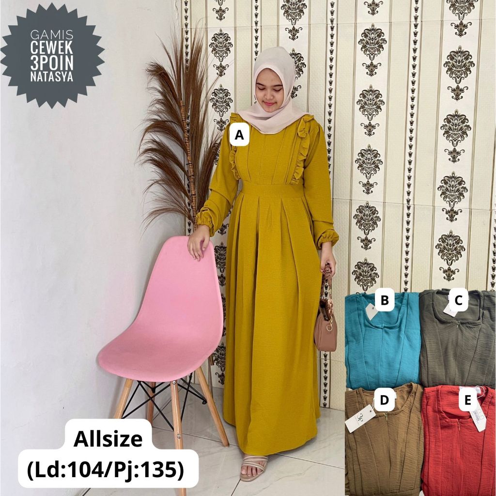 GAMIS NATASYA DEWASA 3 POINT ORIGINAL CRINGKEL