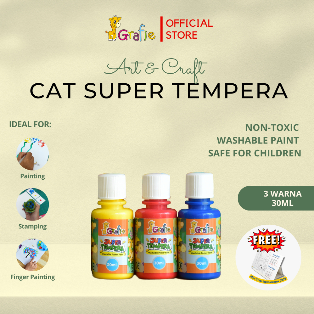 GRAFIE Cat Finger Painting Anak Washable Poster Paint 3 Color 30ml