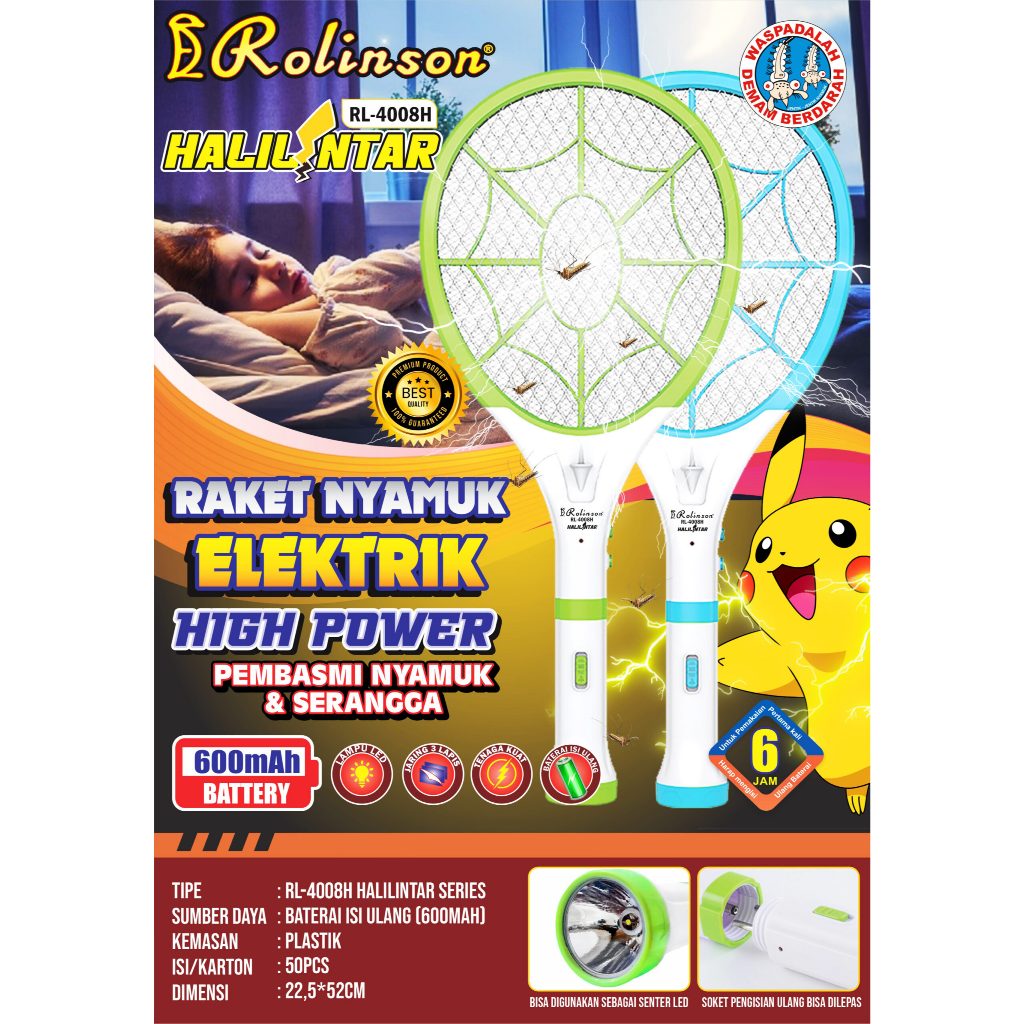 Raket Nyamuk Elektrik High Power series Halilintar RL-4008H
