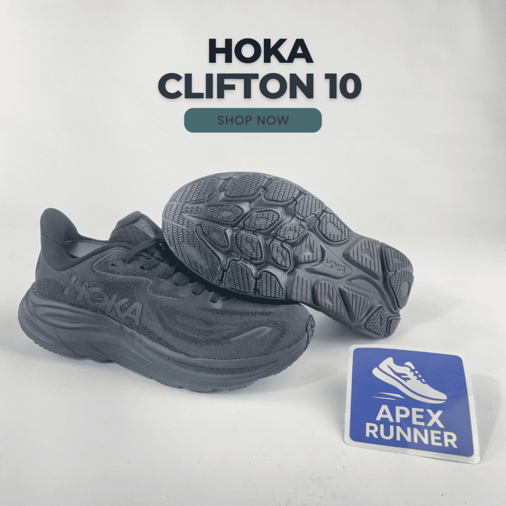 Sepatu Hoka One One Clifton 10 Black Authentic