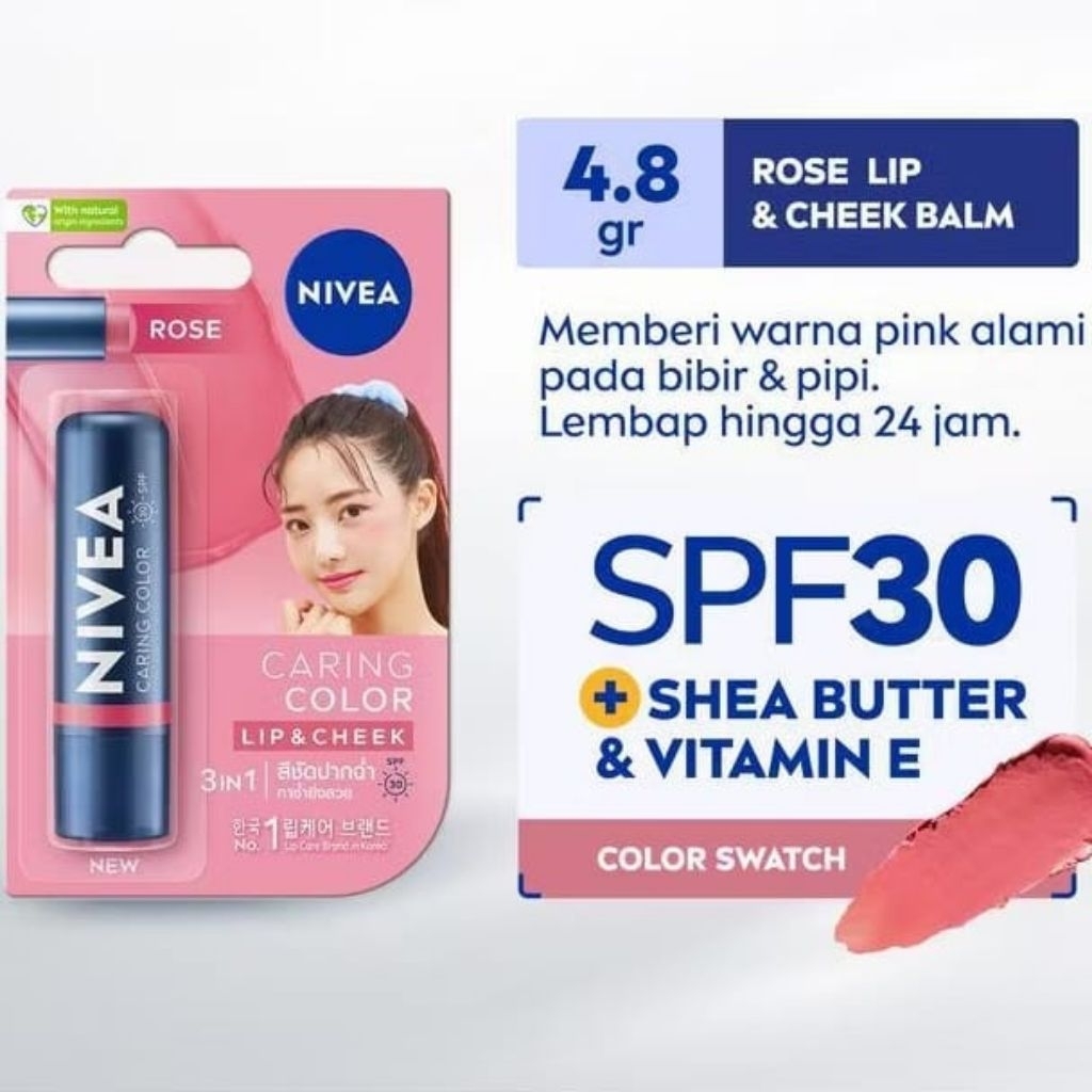 NIVEA LIPSTIK CARING COLOUR ROSE 4,8 GR #CHARO