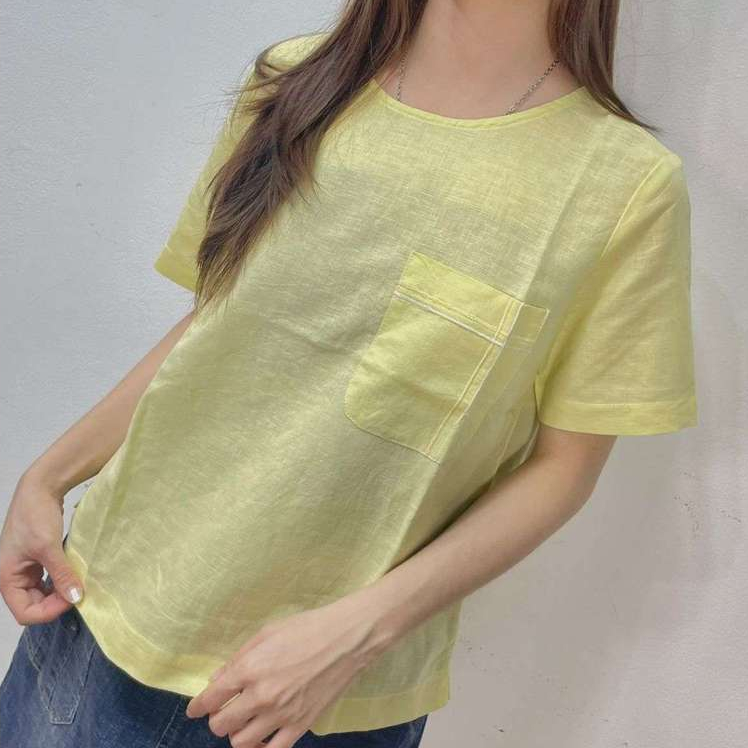 264645 | BLOUSE KATUN LINEN BORDIR NO STRETCH LENGAN PENDEK SALEM HITAM PUTIH KUNING