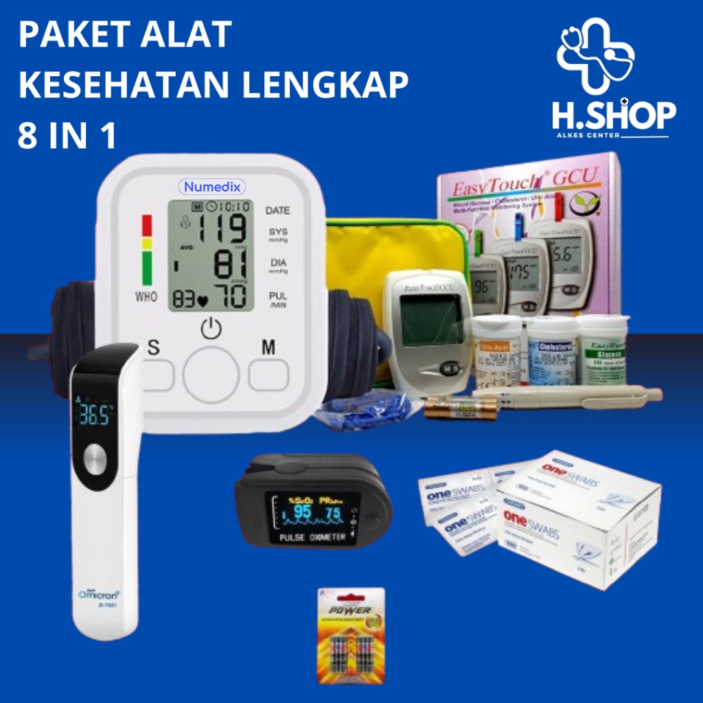 Paket Alat Kesehatan 5 In 1 / Tensimeter Digital / Easy Touch GCU 3 in 1 / Oxymeter / Termometer Dig