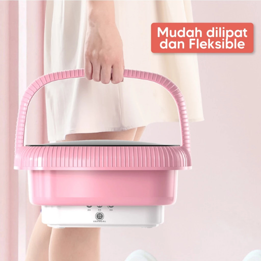 EMBER MESIN CUCI MINI ELEKTRIK OTOMATIS PENGERING KAPASITAS 2.5 KG MESIN CUCI PORTABLE LIPAT ANAK KO