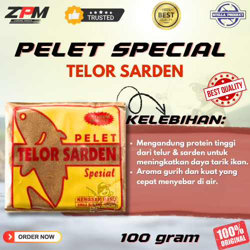 Pelet Stella Telor sarden amis umpan pancing ikan air tawar mas patin bawal 100gram