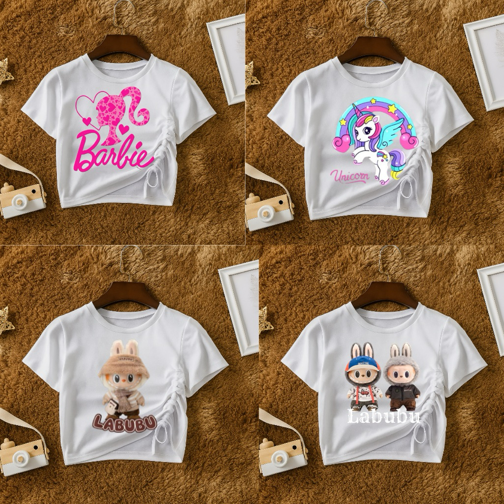 KAOS ANAK PEREMPUAN CROP TOP TALI SERUT USIA 1-7TAHUN
