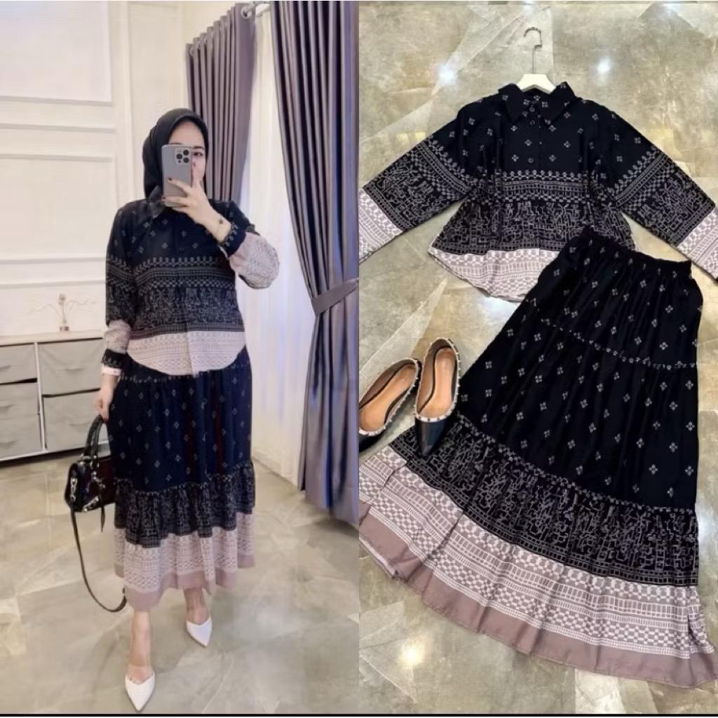 NEW ARRIVAL MAMIYA SET ROK RAYON VIRAL // ONE SET RAYON MOTIF // SETELAN ROK // ONE SET MAMIYA ROK W