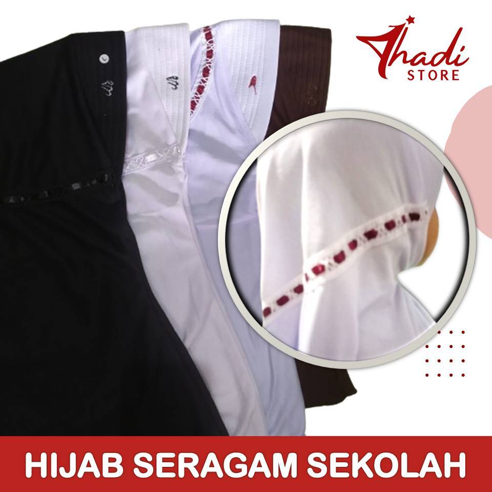 Hijab Jilbab Kerudung Sekolah Instan Serut SD SMP Putih Coklat Hitam Biru Hijab Seragam Sekolah