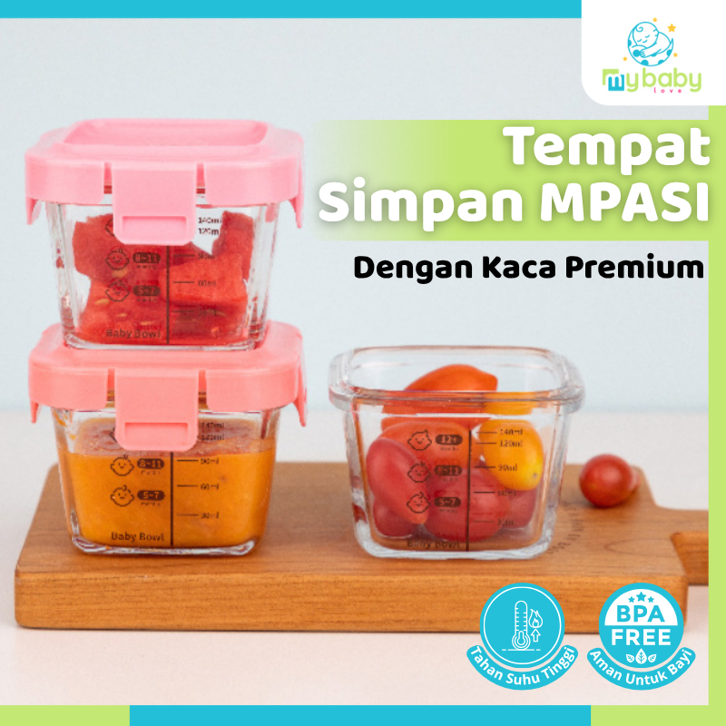 Peralatan Makan Bayi Tempat MPASI Anti Tumpah Tempat Makan Bayi Kontainer Kaca Wadah Snack Mpasi Tah