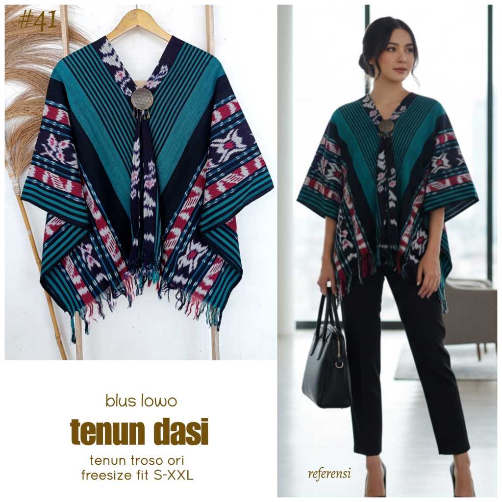 Blus Lowo Tenun Dasi Atasan Batik Wanita Tenun Troso Ori Premium