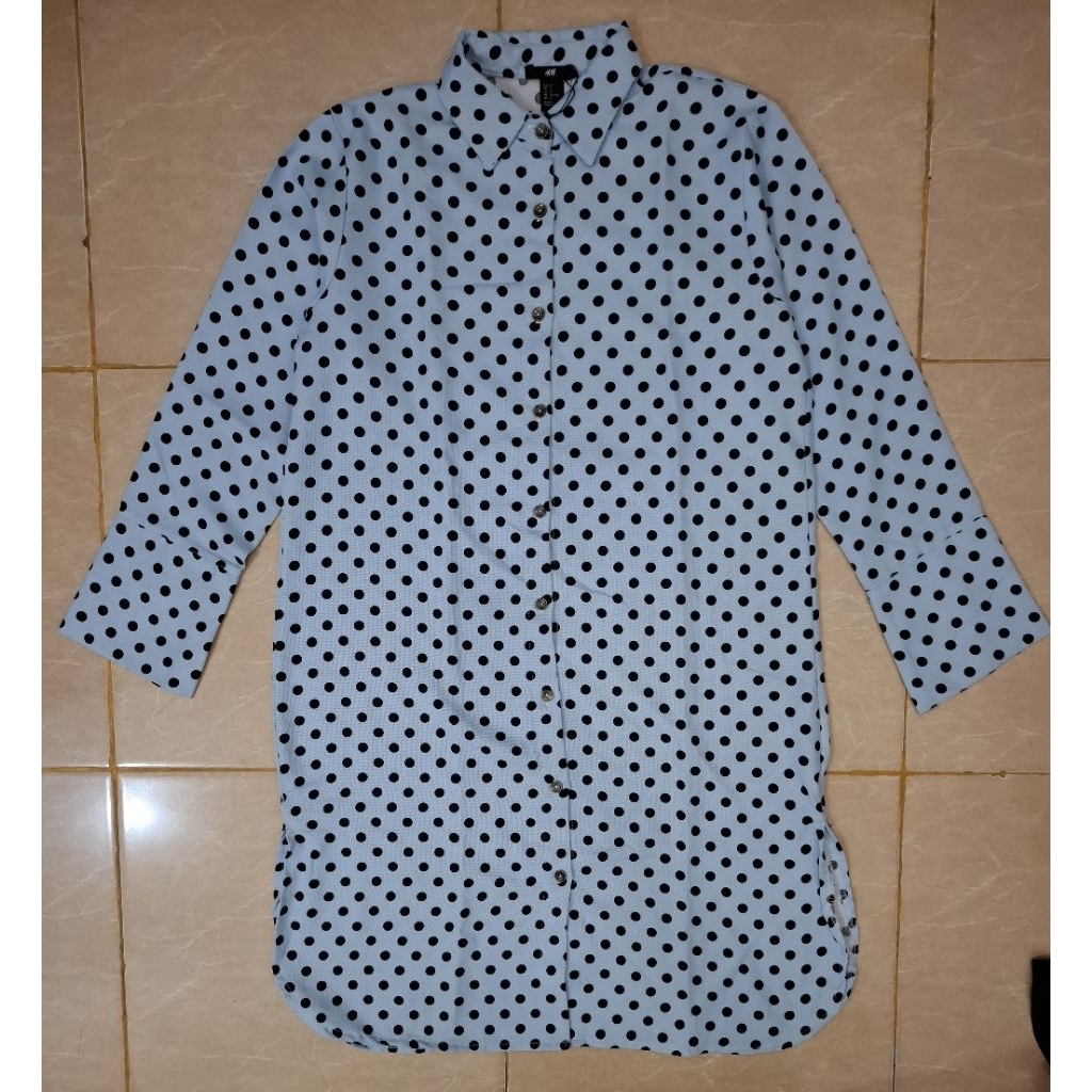 Preloved HNM Atasan Tunik Wanita Motif Polkadot