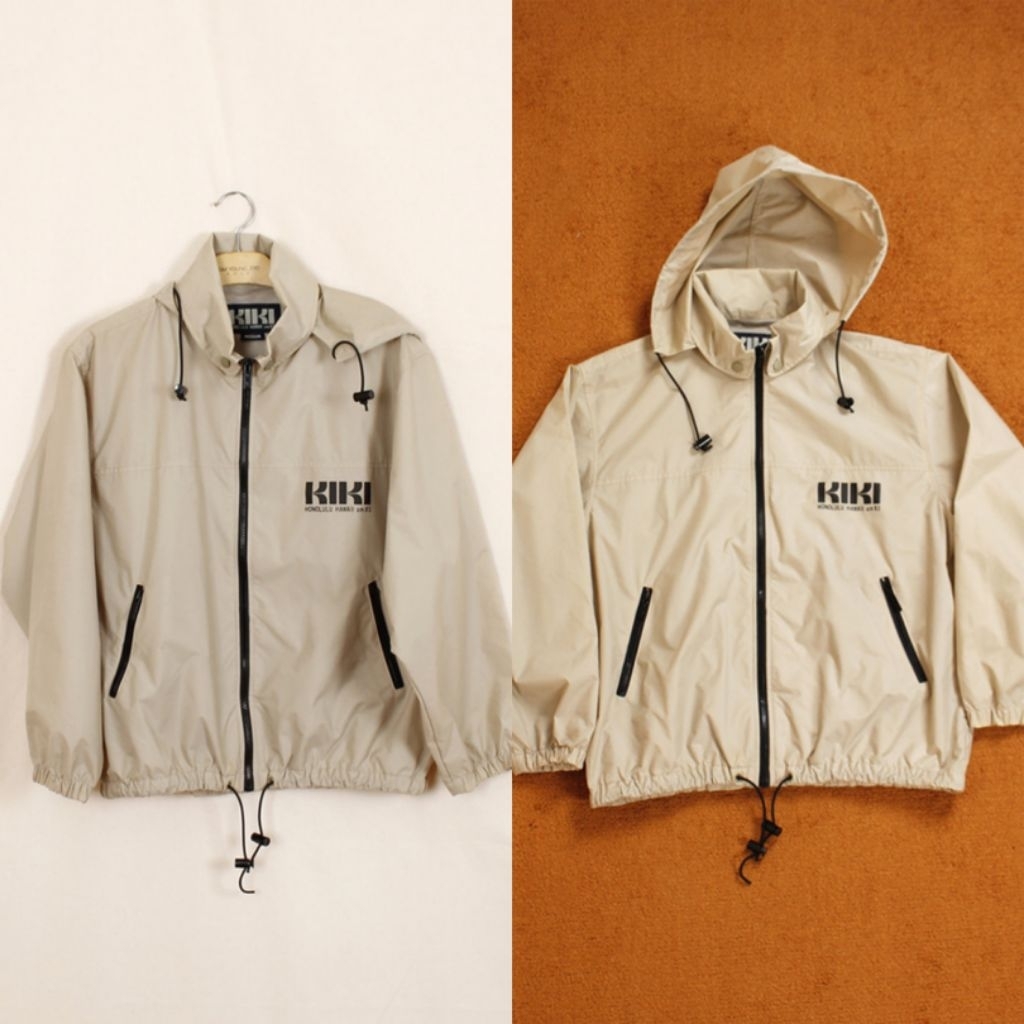jaket KIKI HONOLULU HAWAII Hoodie Windbreaker vintage cream original