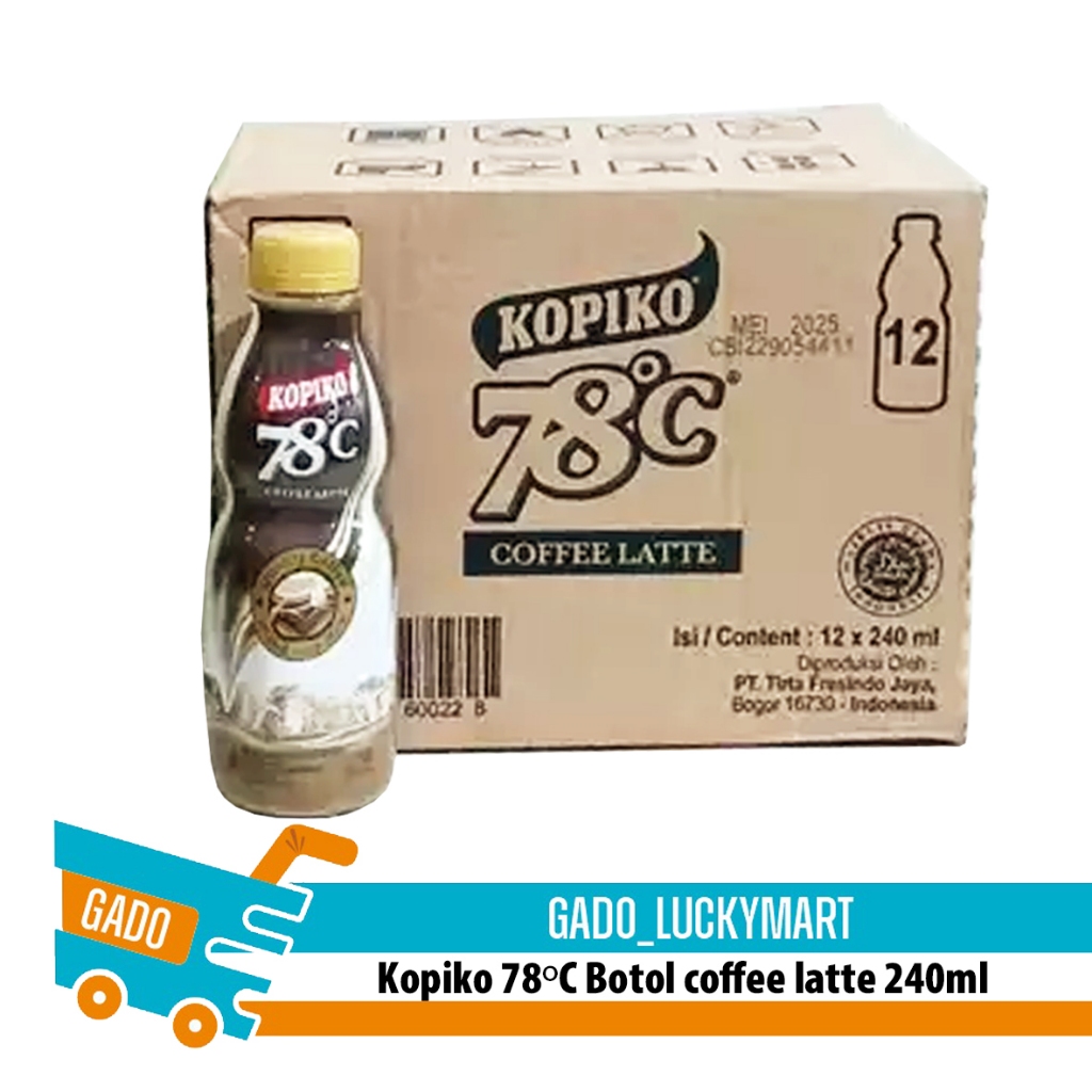 Kopiko 78ºC Botol coffee latte 240ml 1 dus isi 12pcs/kopiko 78 C 1 karton