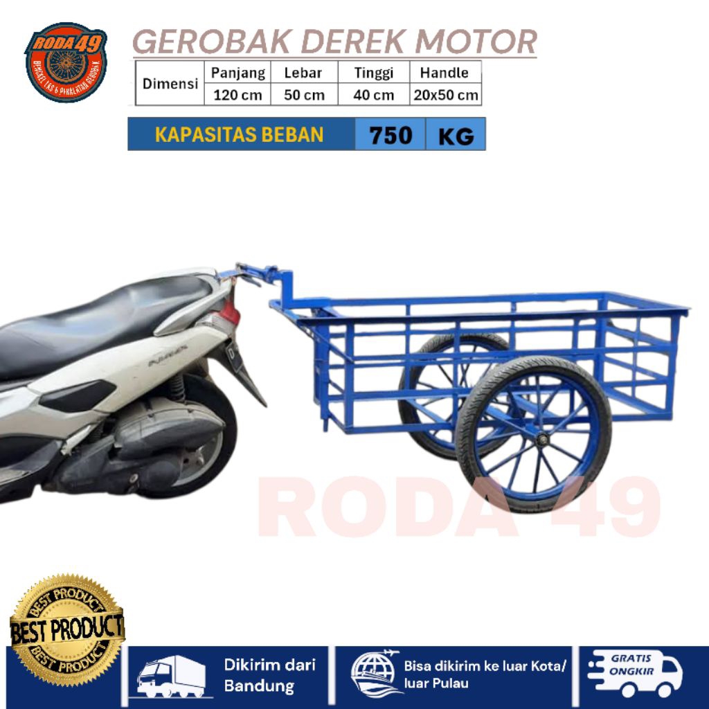 Gerobak Derek motor / CRANE BARROW / Gerobak tarik motor / ukuran 120x50x40 cm