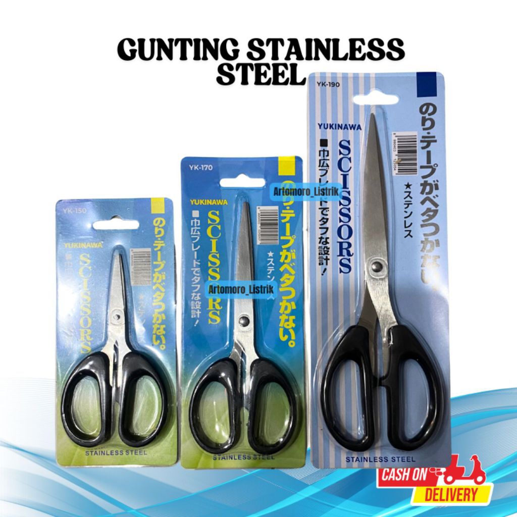 Gunting Tajam Kertas Kain Tajam Lancip Stainless Steel Ukuran Kecil Sedang Besar