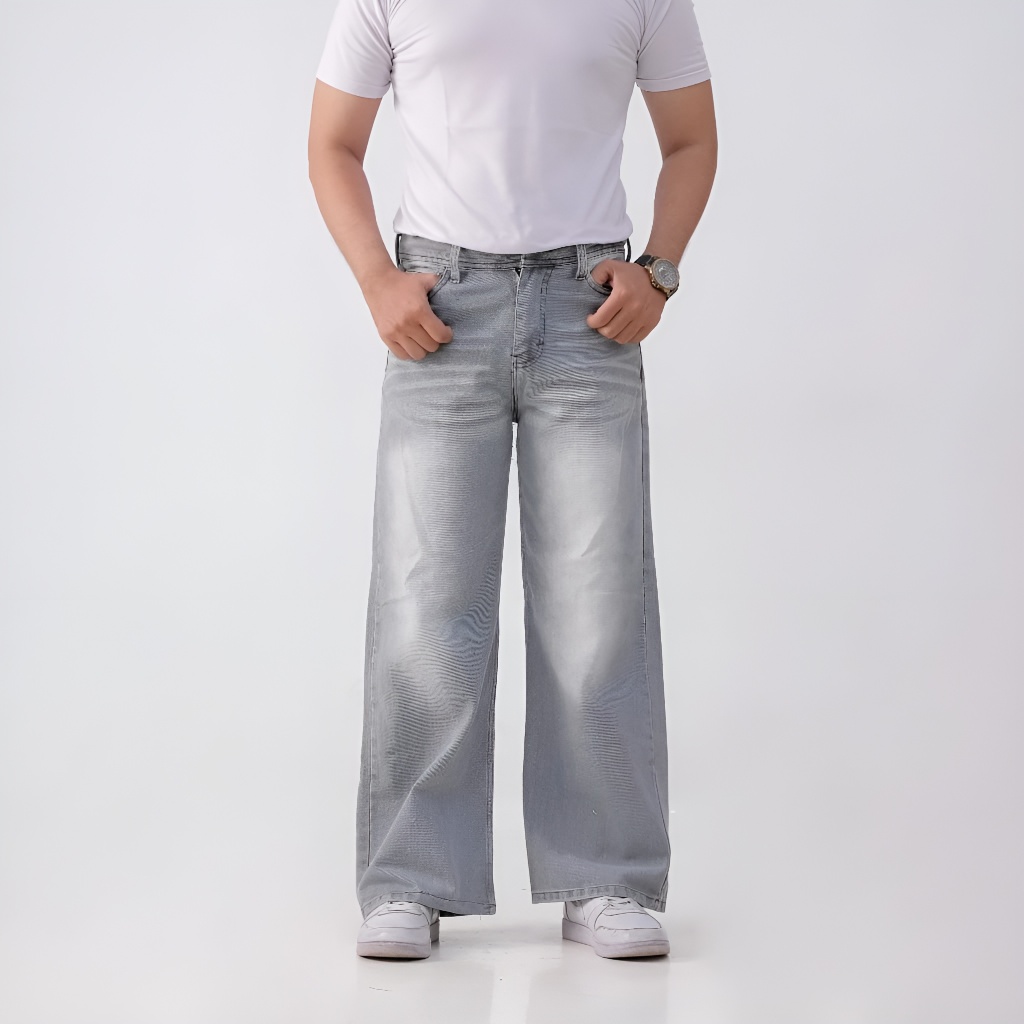 Celana Panjang Jeans Pria Loose Pants Celana Jeans Pria Baggy Pants Celana Jeans Wide leg Wisker