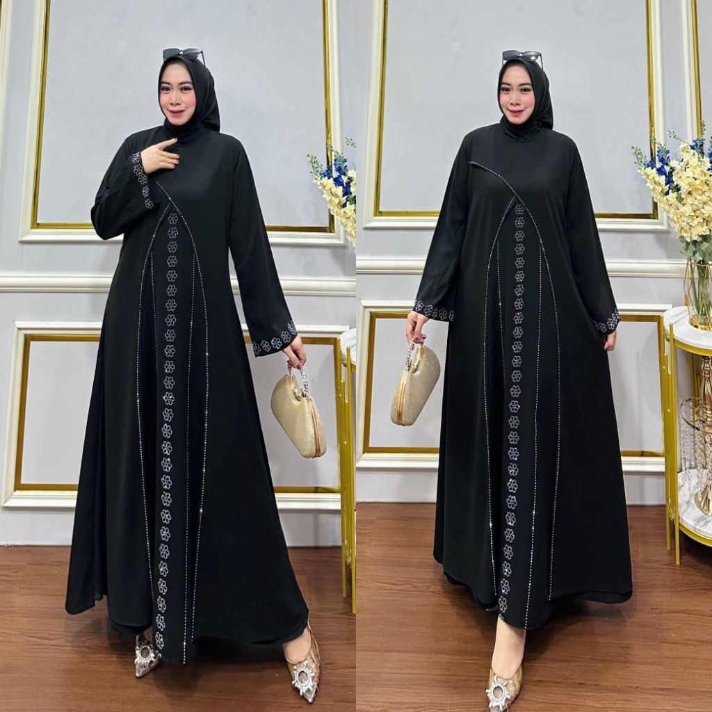 LIANA - Zahra abaya | Abaya Hitam | Mutiara Putih | Abaya Umrah / Haji | Abayajetblack