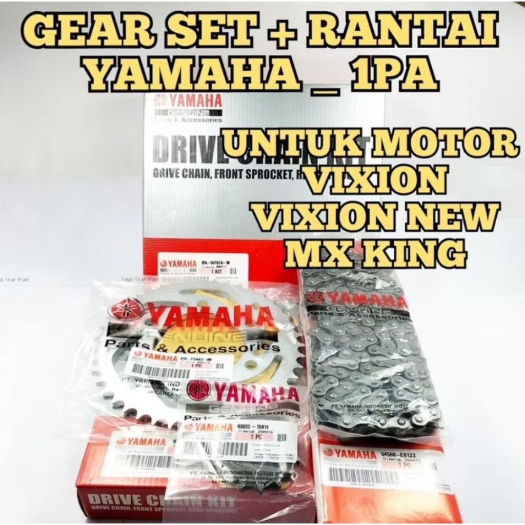 GEAR SET RANTAI 1PA ORI YAMAHA VIXION, VIXION NEW, VIXION NVL, VIXION NVA, MX KING