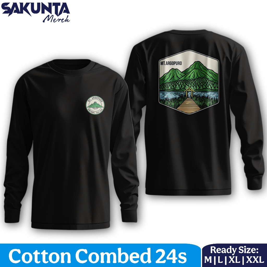 sakunta merch kaos baju lengan panjang gunung argopuro unisex pria dan wanita pendaki indonesia 1