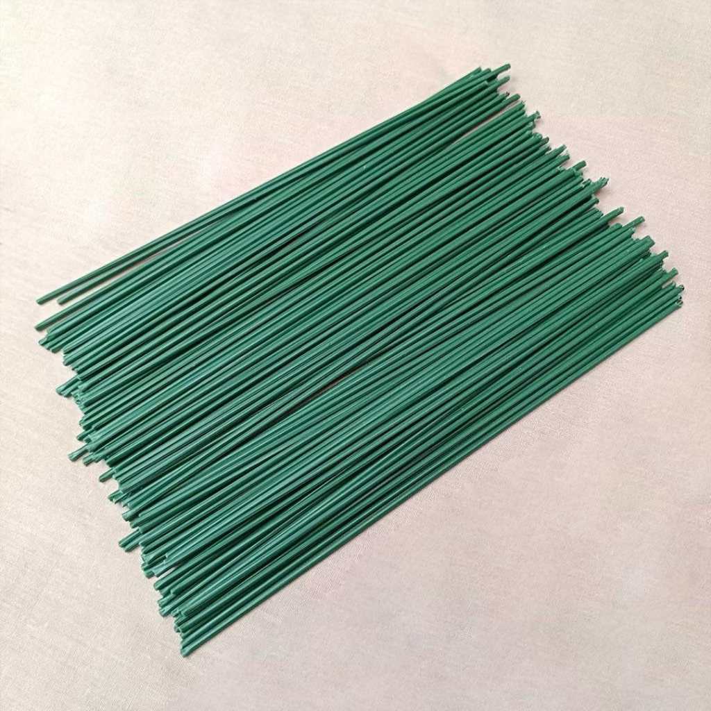 Floral wire Tangkai Bunga Kawat Hijau Panjang 20cm Tangkai Bunga Plastik Dekorasi Wedding