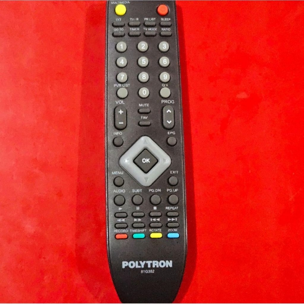 REMOT STB DVB T2 POLYTRON ORIGINAL PDV 500T2 KODE 81G352 Televisi