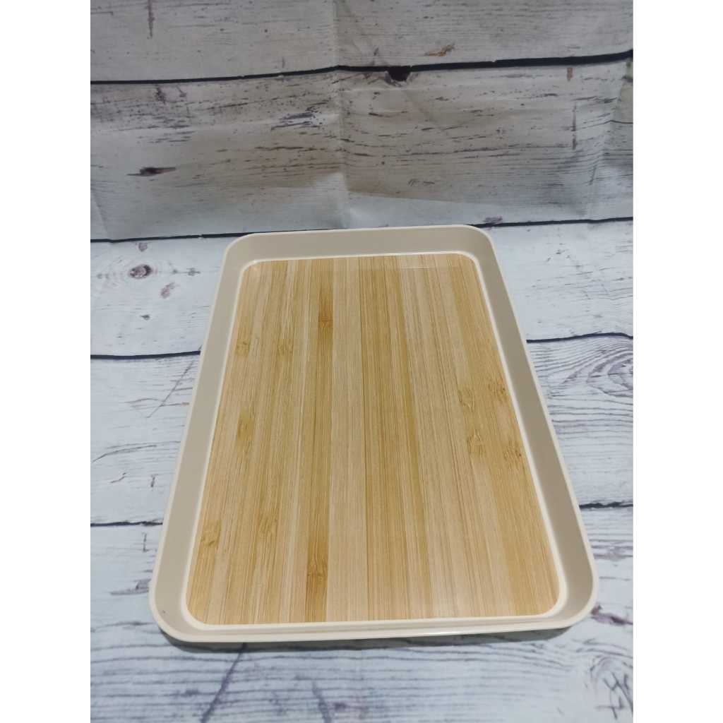 Tea Tray Japanese Wood Style Nampan Plastik Tatakan Gelas Teh Ukuran L Dimensi 36 x 25 x 2 cm Warna 