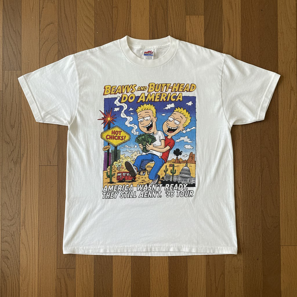 VINTAGE T-SHIRT BEAVIS AND BUTT-HEAD DO AMERICA '96 TOUR | RARE MTV Movie Promo Tee