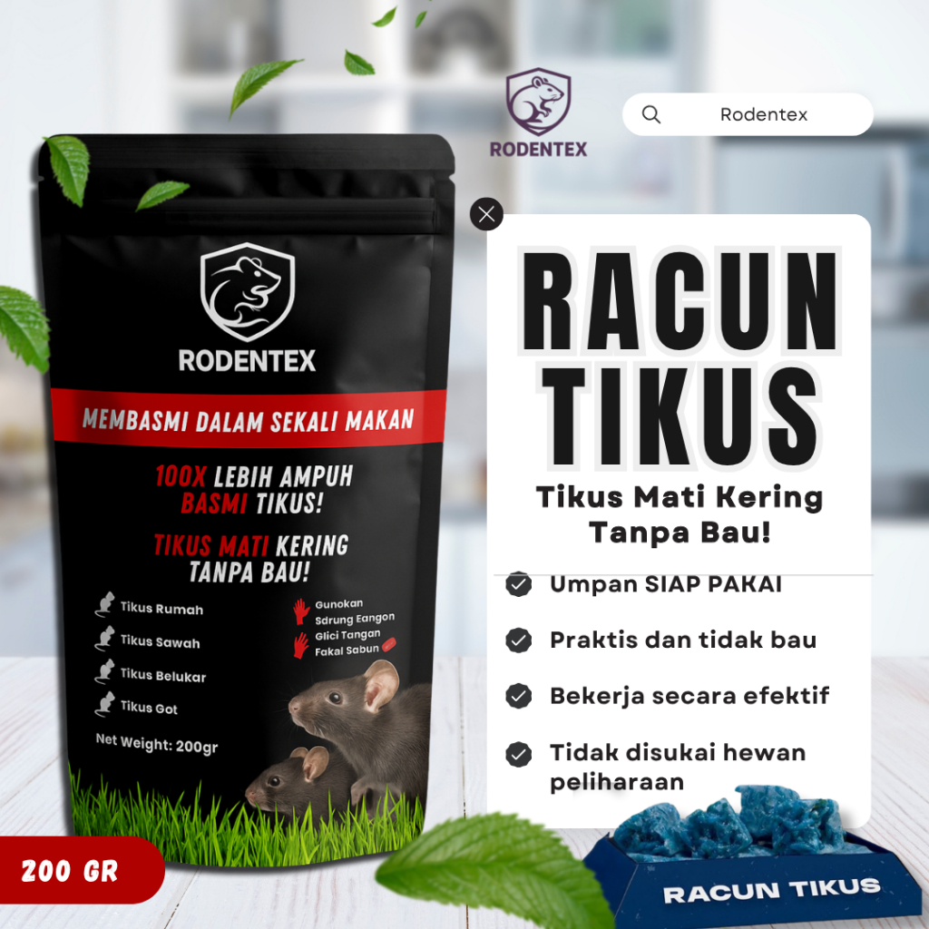 Racun Tikus Paling Ampuh no 1 Rodentex Pembasmi Tikus - Racun Tikus Ampuh Mati Ditempat