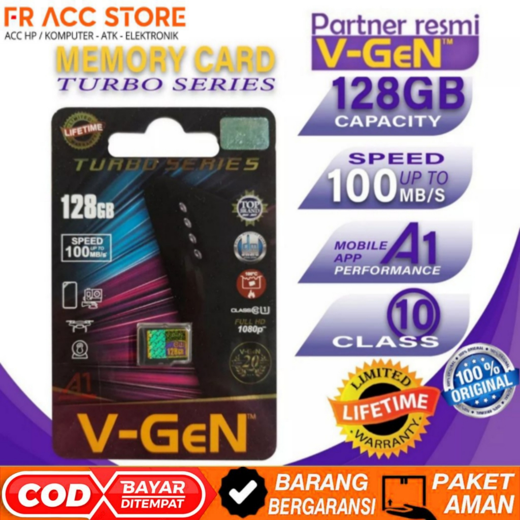 Memory card V-GeN Turbo Series 128GB MMC VGEN 128GB Micro SD Vgen Original