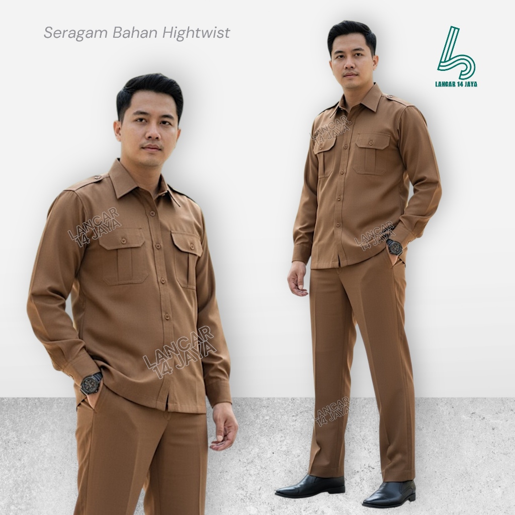 [Promo] Setelan Panjang Seragam PNS Polos khaki tua/muda Cowok Premium Seragam Dinas Kerja Pria
