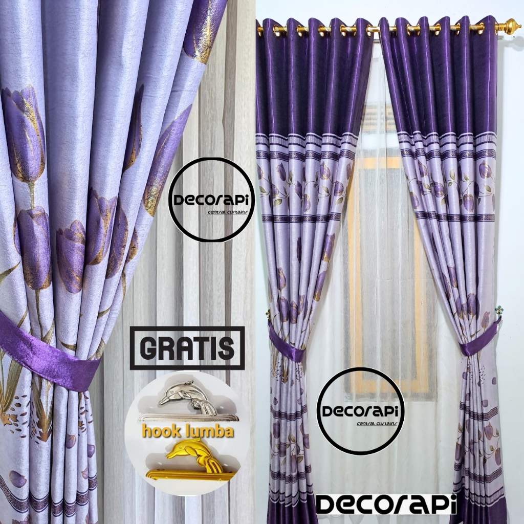 Gorden jendela rumah ruang tamu motif batik mewah