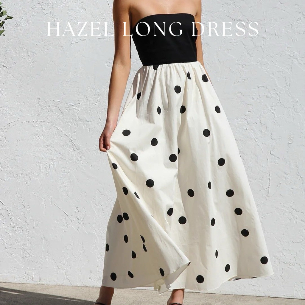 [NACO]-Hazel Polka Long Dress//Tube Dress//Tube Long Dress//Polkadot Dress
