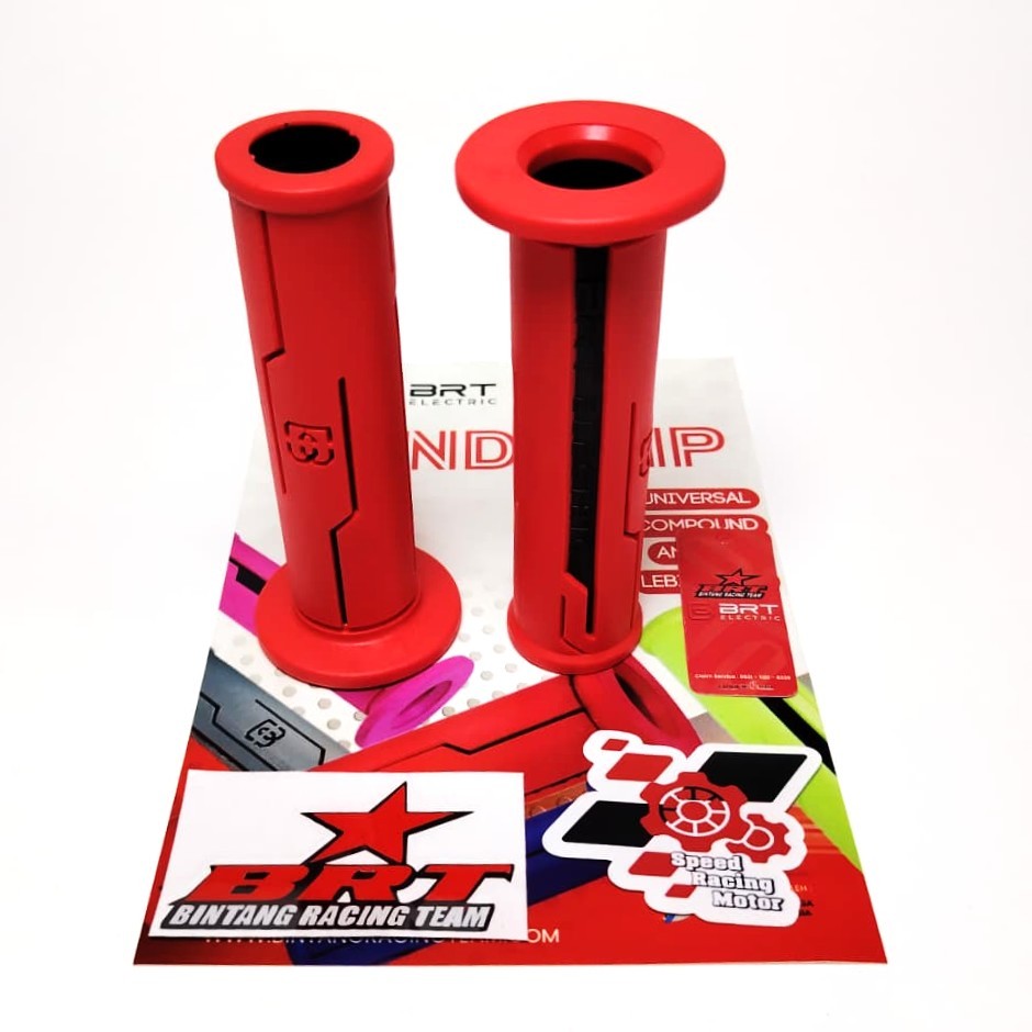 HAND GRIP KARET HANDGRIP BRT HANDFAT SARUNG STANG UNIVERSAL MOTOR MATIC TRAIL HANDLE GRIP RED MERAH