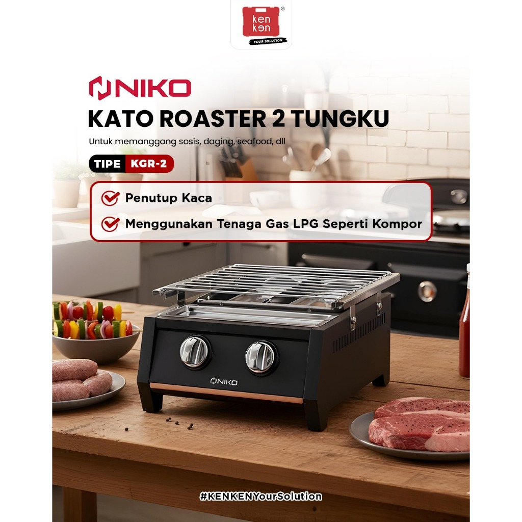 NIKO Kato Roaster 2 Tungku Pemanggang Sosis 2 Tungku  Kompor Panggang  KGR2 KGR-2