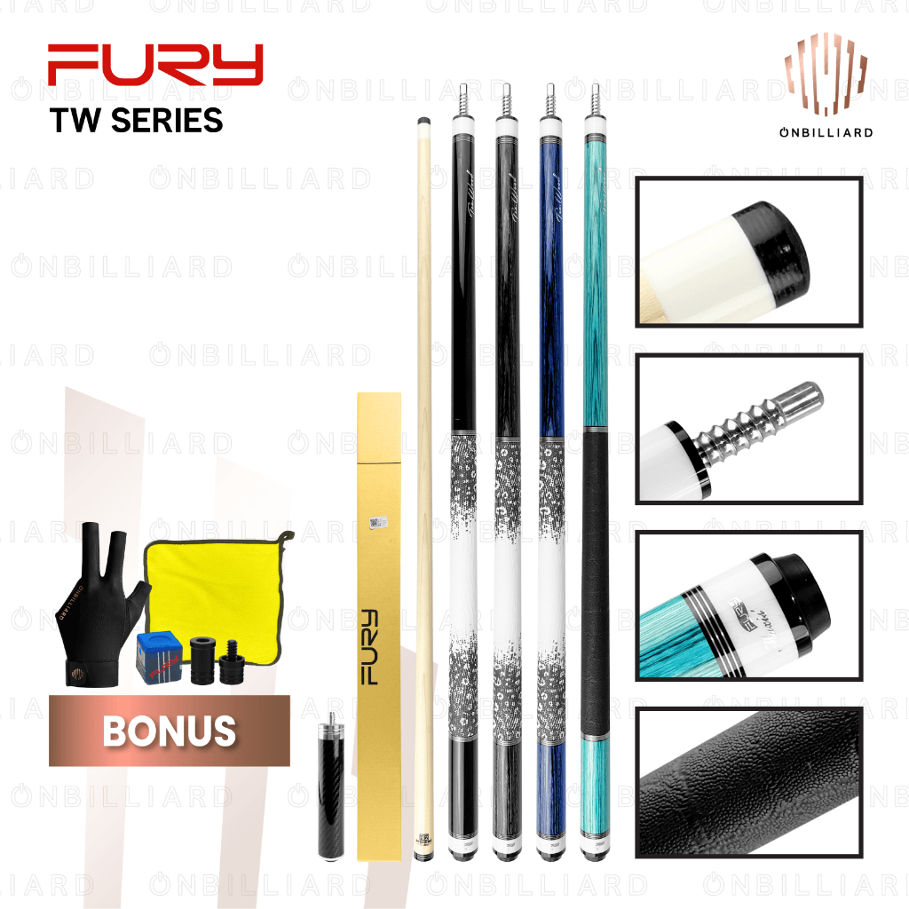 FURY TW Stick Billiard Maple Cue Low Deflection Play Cues TW-1 TW-2 TW-3 TW-9