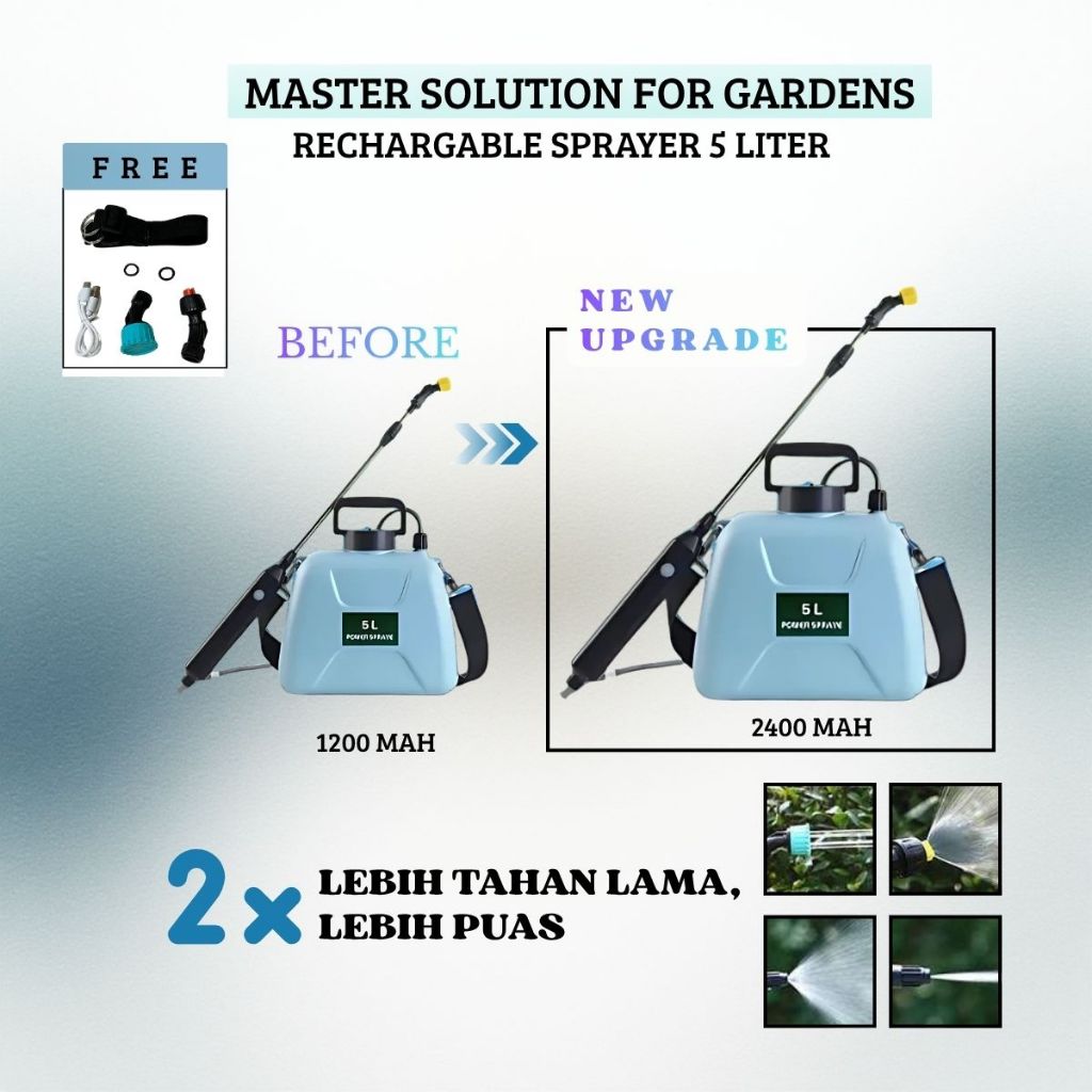 MJT Sprayer Elektrik 5 Liter Tangki Semprot Elektrik Portable Penyemprot Garden Sprayer 5L