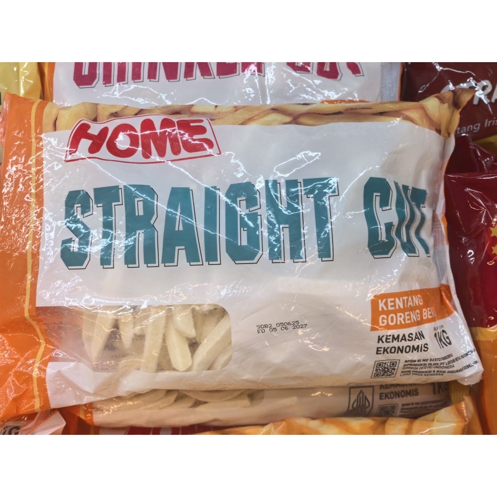 HOME STRAIGHT CUT. HOME CRINKLE CUT. HOME SHOESTRING. KENTANG GORENG BEKU. KENTANG GORENG 1KG. KENTA