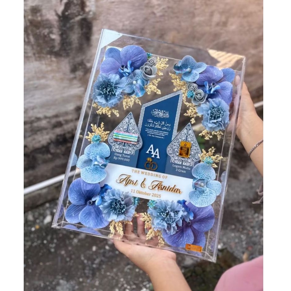 MAHAR KIREI PREMIUM 30x40 cm Pernikahan Akrilik Brush 30x40 Premium Nama Timbul Termurah