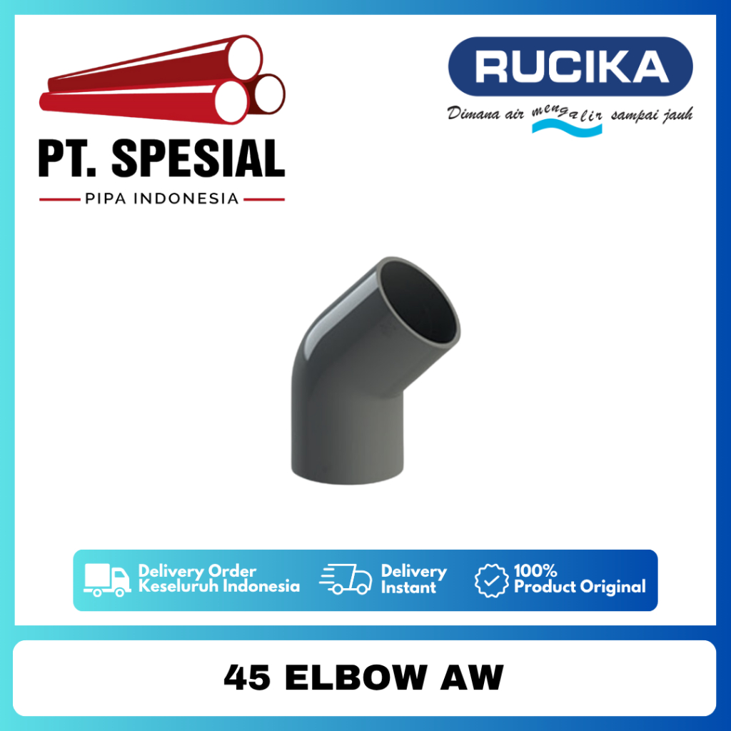 Knee 45 AW 2 1/2 Inch PVC Rucika / Keni Knee PVC AW / Elbow 45 PVC AW Rucika - 05