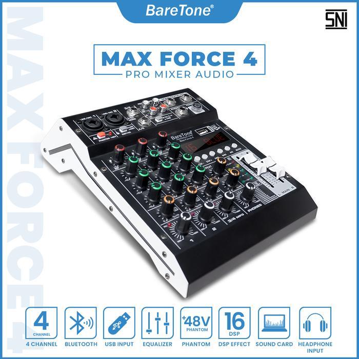 BareTone Force 4 Mixer Audio 4 Channel Professional mixer audio Bluetooth