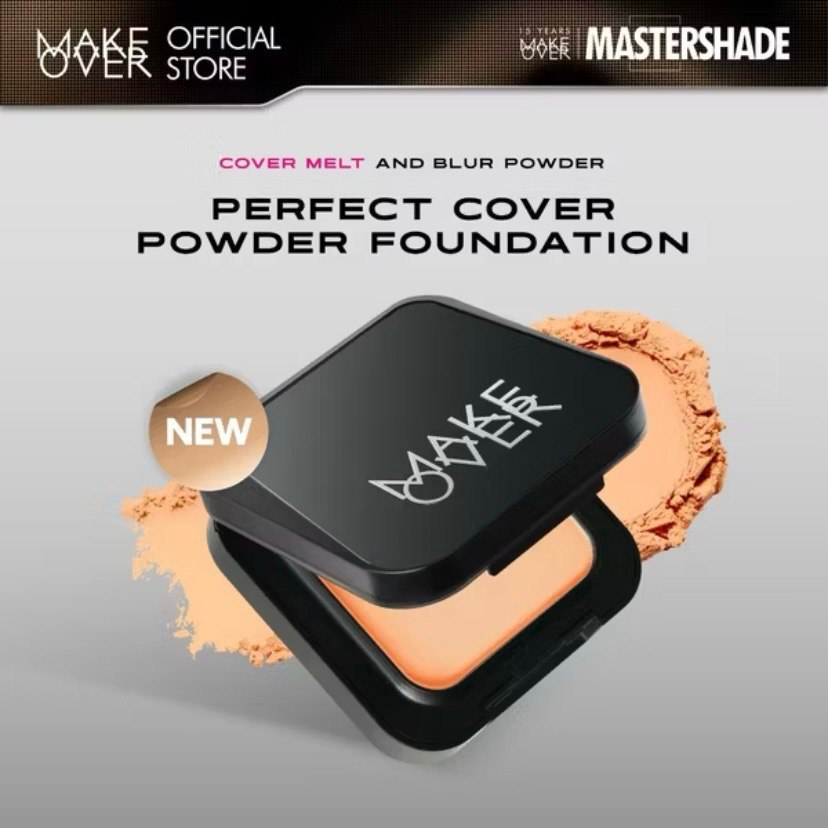 MAKE OVER Perfect Cover Powder Foundation - TWC Two Way Cake Cover Melt and Blur Powder 16H Blurring