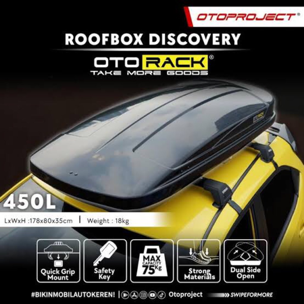 ROOFBOX DISCOVERY OTORACK SERIES OTOPROJECT TOUR GLOSSY BLACK & WHITE | BOX BAGASI ATAS MOBIL