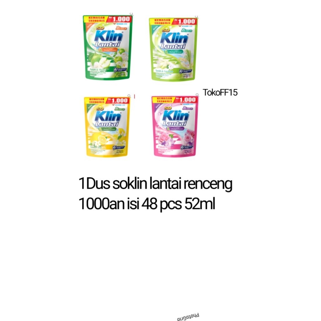 1Dus soklin lantai 52ml isi 48 pcs rencengan 1000an