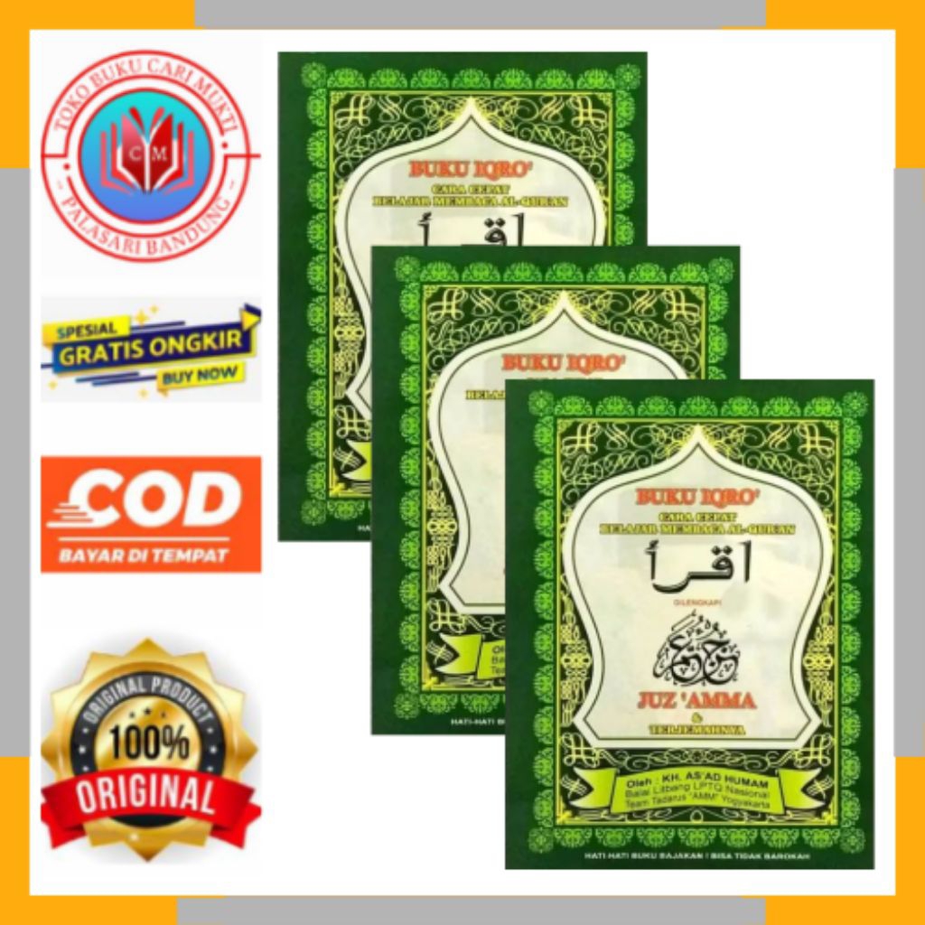 BUKU IQRO PLUS JUZ'AMMA UKURAN BESAR MEMUAT IQRO 1 SAMPAI 6 BUKU ORIGINAL