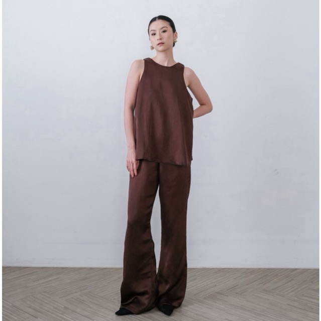 CROIA - Tara Satin Pants | Celana Panjang Satin Highwaist | Celana Panjang Highwaist | Celana Panjan